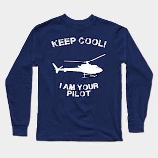 Because I'm The Captain aviation airpane pilot gift idea present Long Sleeve T-Shirt